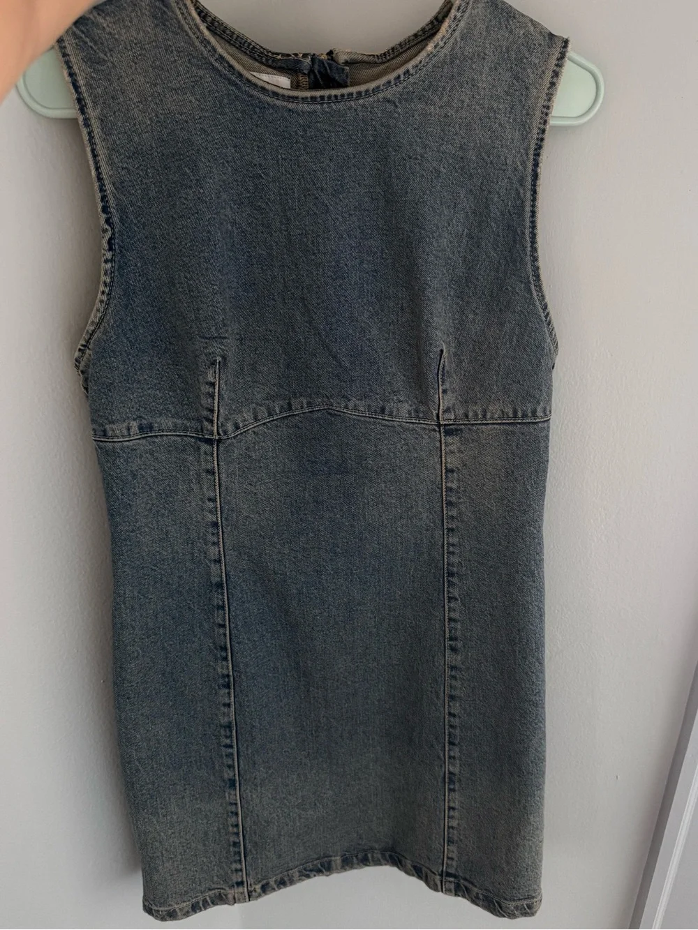 Zara Sleeveless Denim Shift Dress in Washed dark blue Denim - Picture 5 of 8